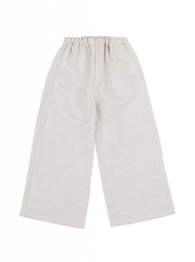 Long raw linen trousers