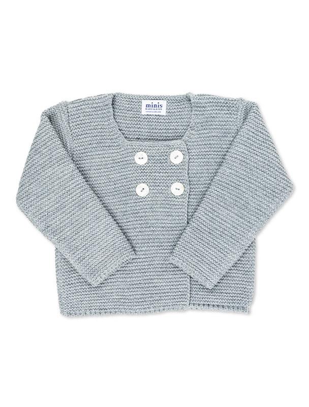 Chaqueta gris botones punto bobo - Niño y Niña - Minis Baby&Kids