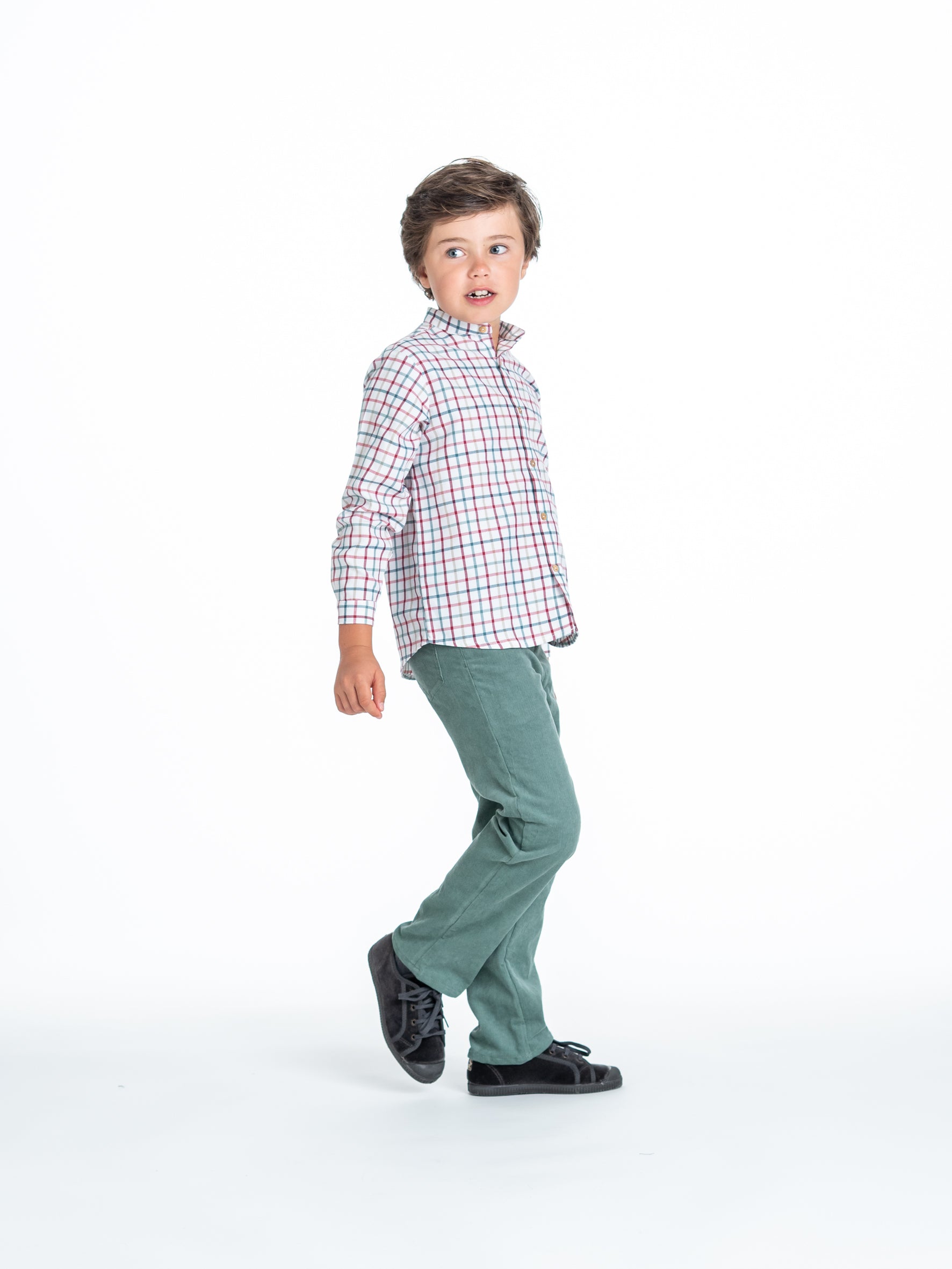 Long green corduroy pants