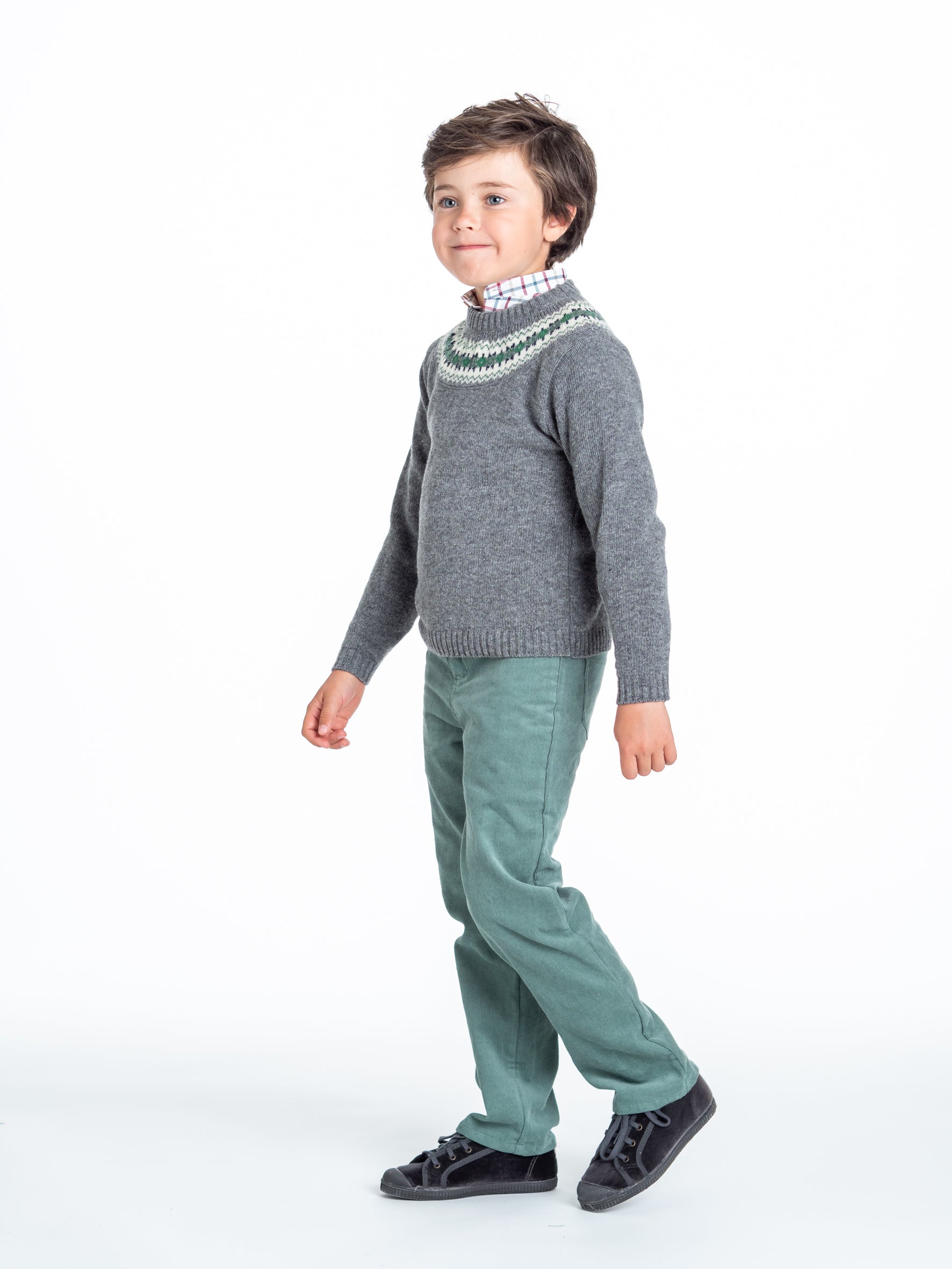 Long green corduroy pants