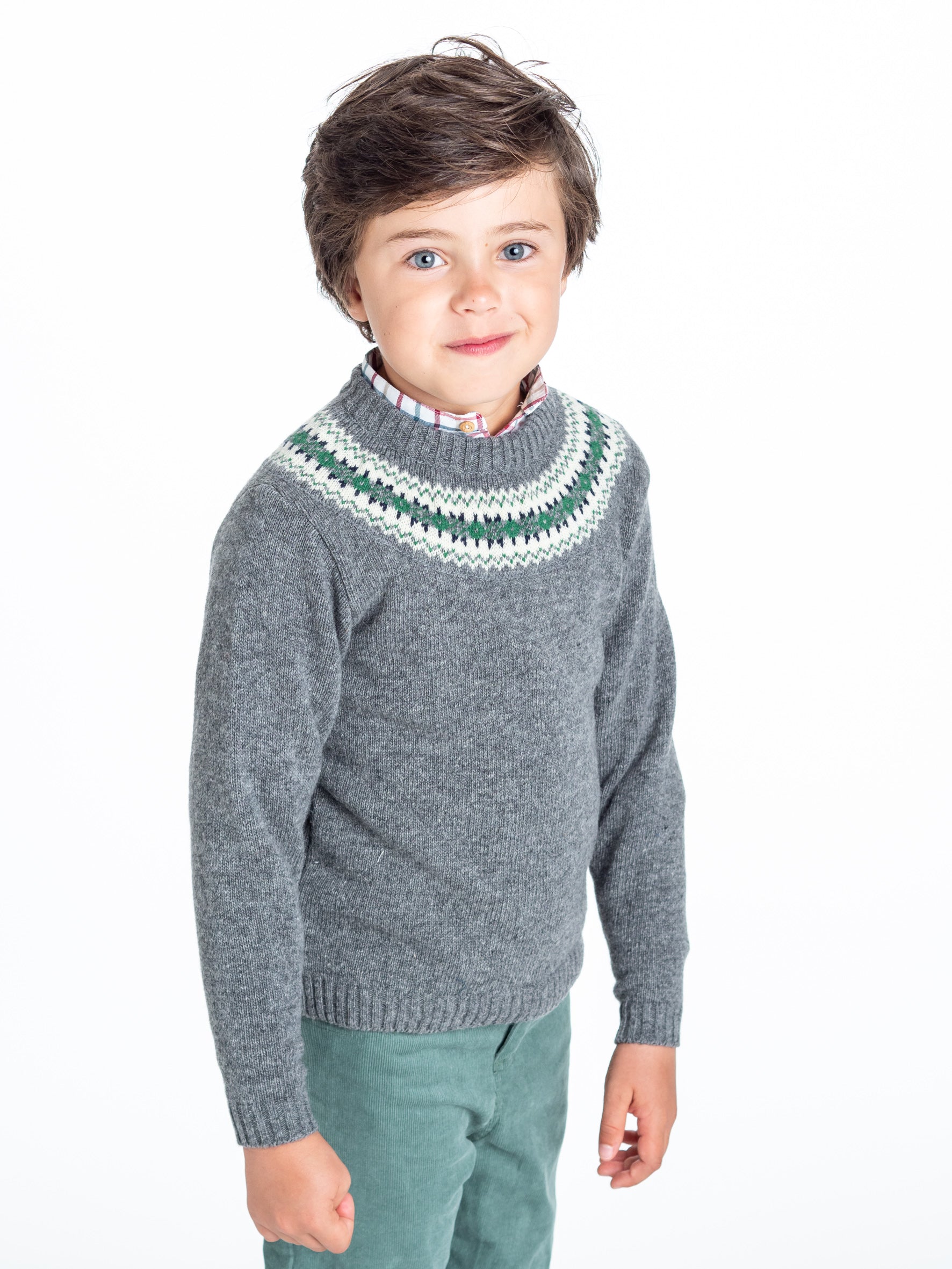 Jersey gris greca verde