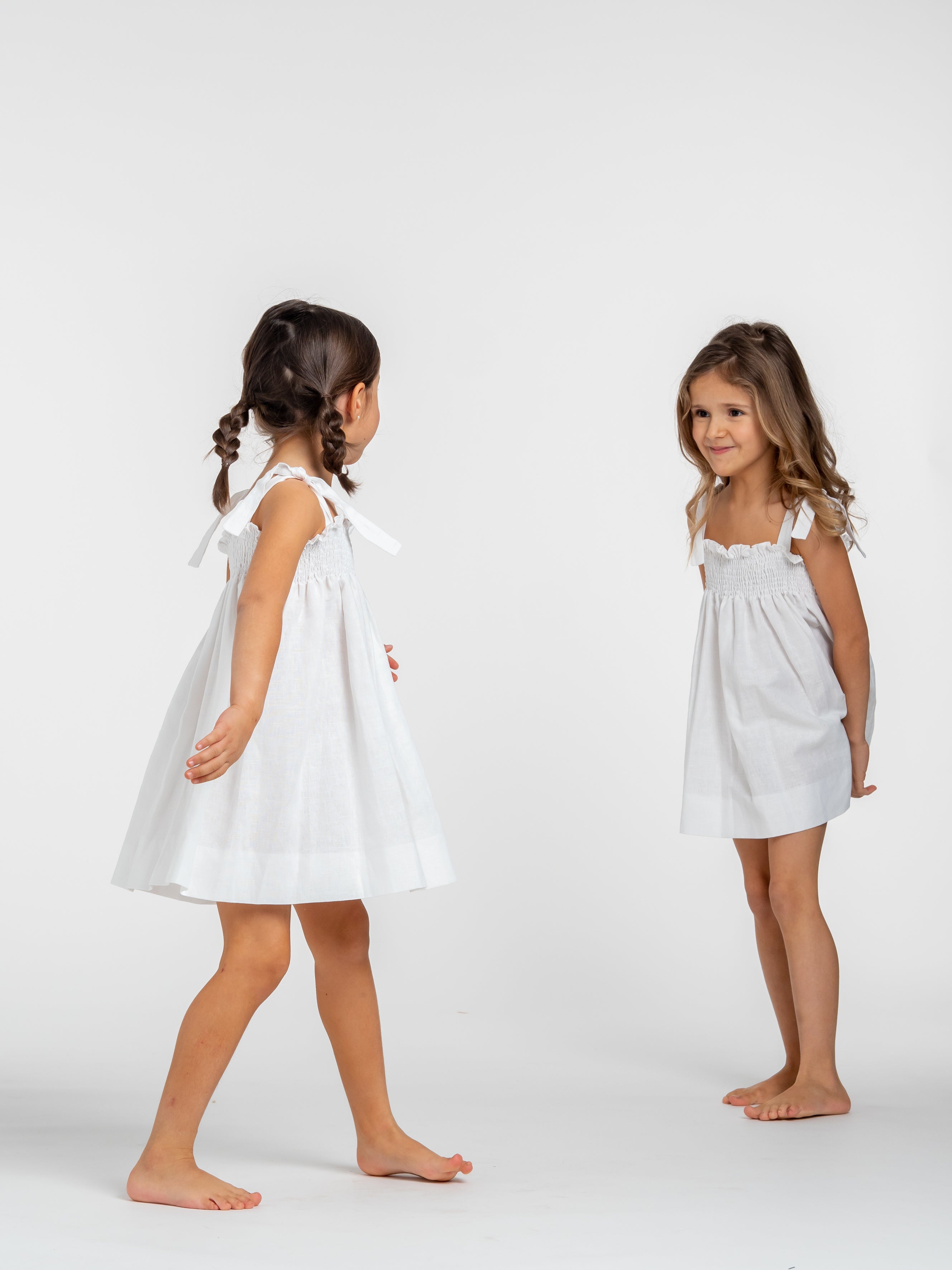 White linen elasticated dress