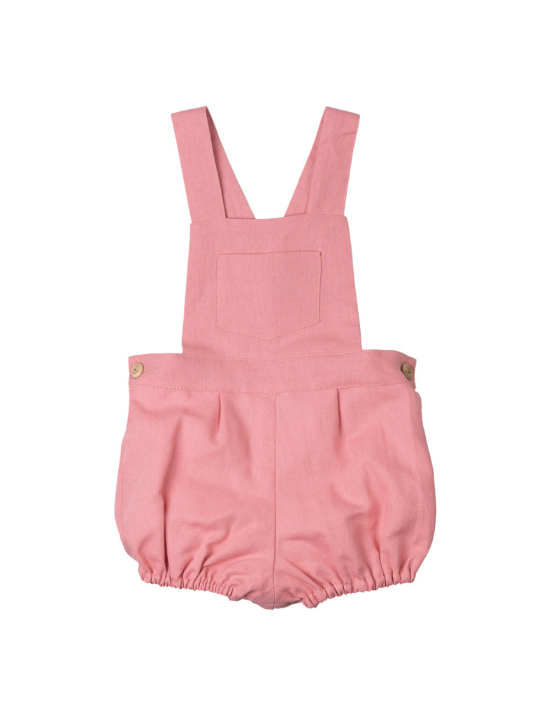 Pink linen dungarees