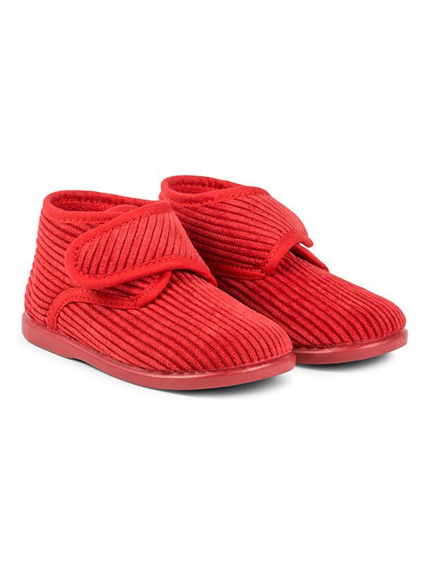 Zapatillas de casa pana color rojo para niños Minis Baby&Kids